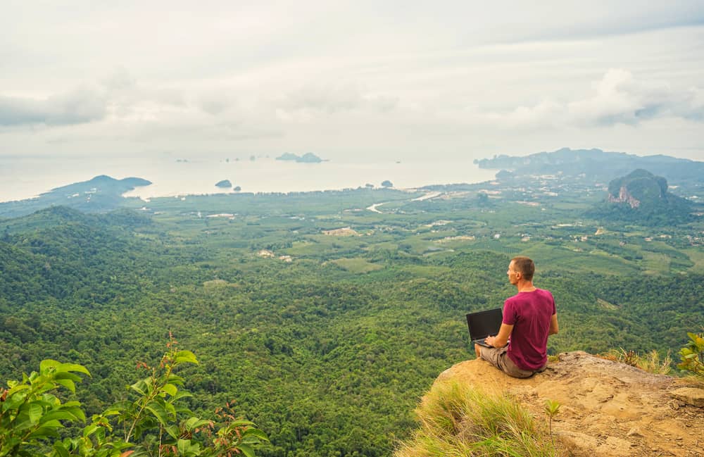 Man overlooking nature