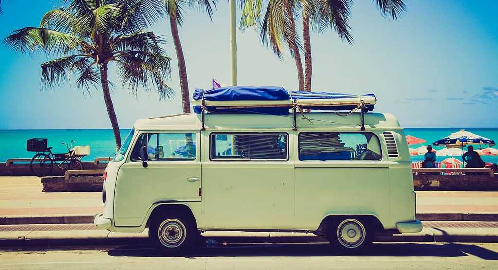 Vintage van at beach