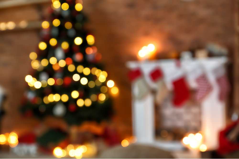 Christmas decorations blurred out