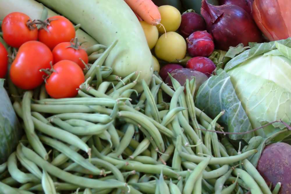 Vegetables on top of each other