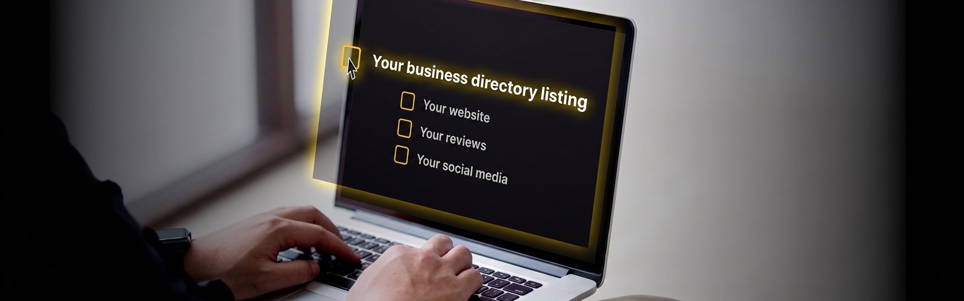Laptop showing image to update you online profile