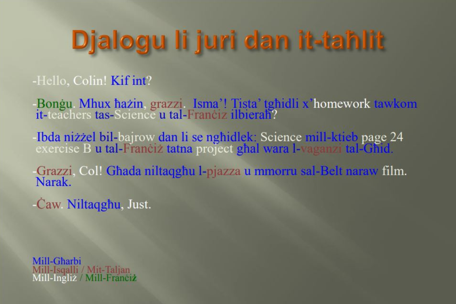 Short dialogue in Maltese text