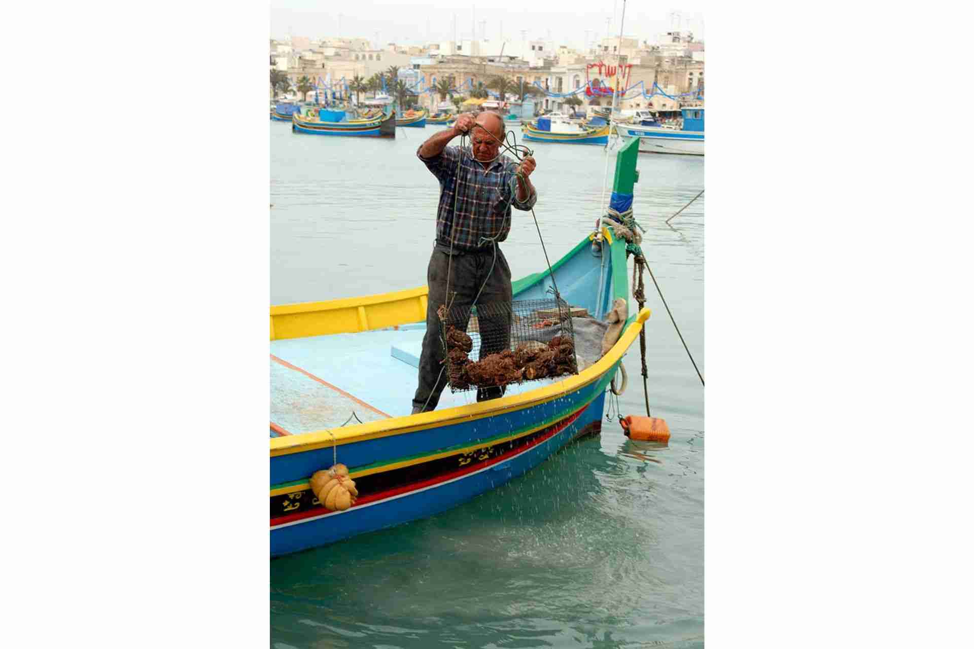 Marsaxlokk fisherman on luzzu