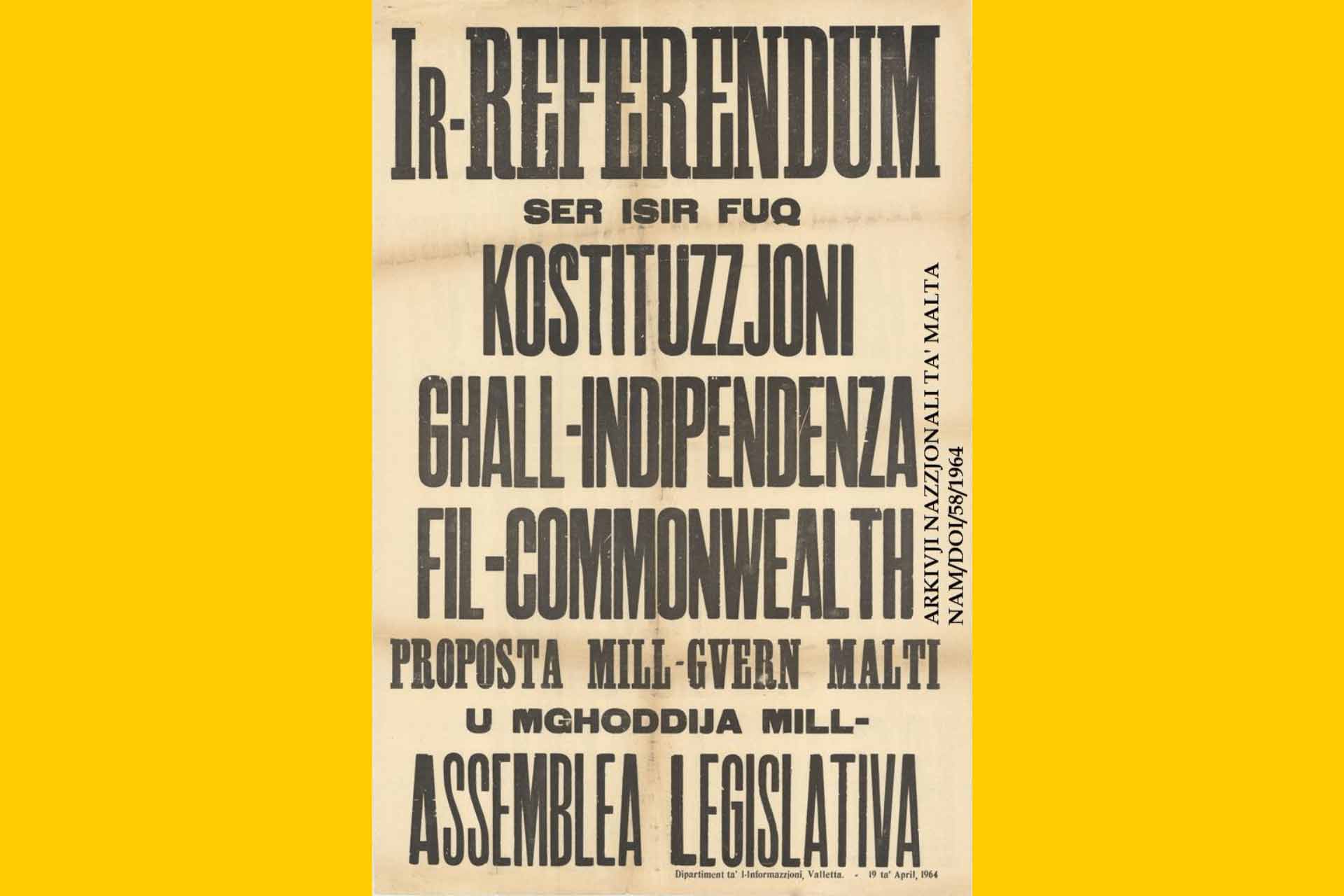 poster 1964 constitutional referendum national assembly malta